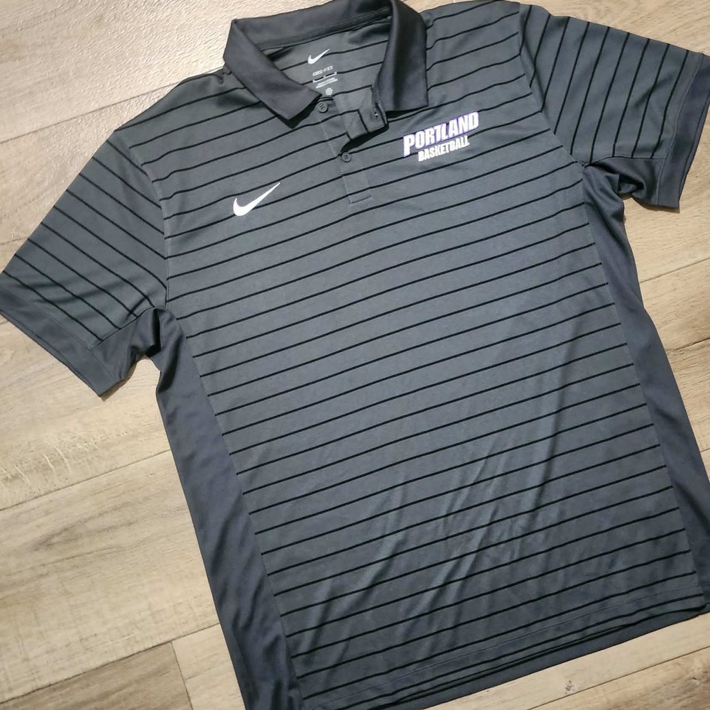 Nike University of Portland Basketball Dri-FIT Polo Shirt Mens Large‎ Grey Black